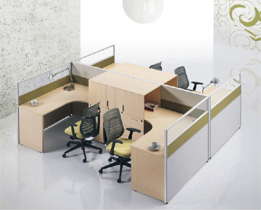 办公家具四人位屏风卡位产品图